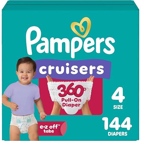 Pampers Diapers - Cruisers 360 - Size 4, 144 Count, Babyproof up to 100% Leakproof ...