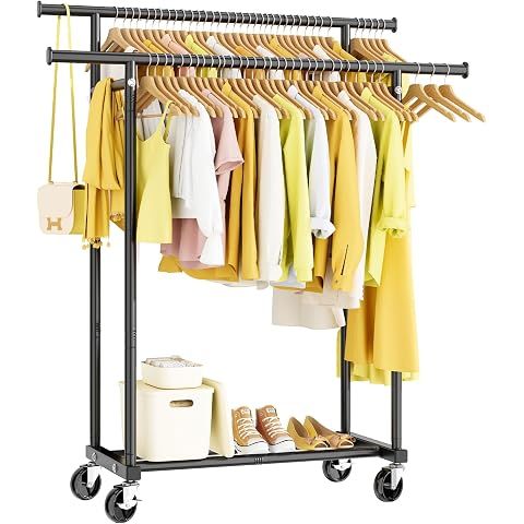 HYSEYY Double Rods Clothes Rack