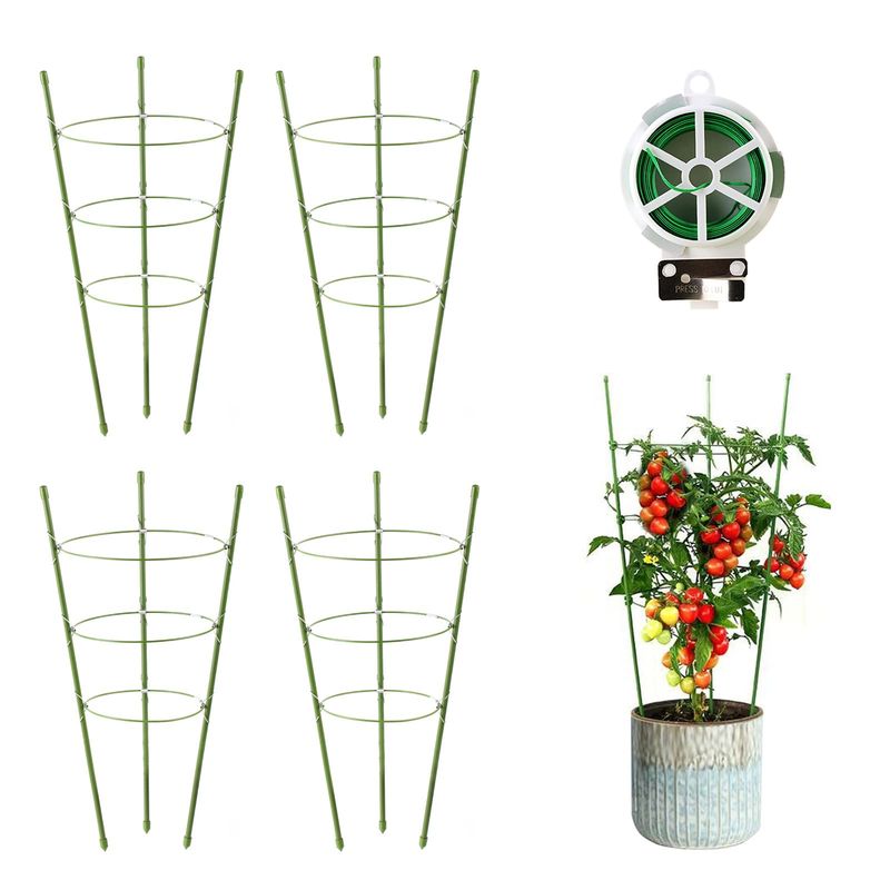 JCKHXG 4 Pack Tomato Cages with Adjustable Rings - Image 1