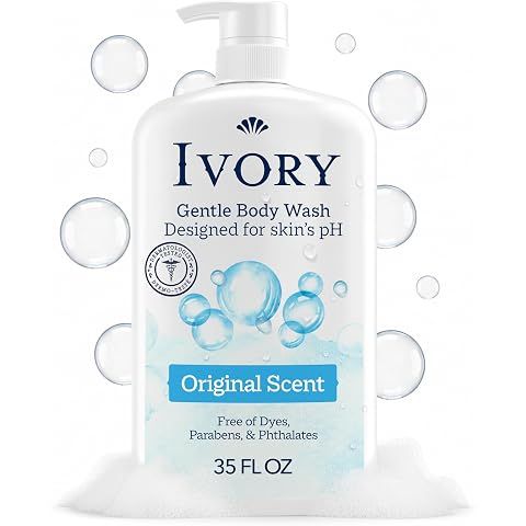 Ivory Body Wash, Designed for the Whole Family, Gentle Formula, Free of Dyes Heavy Perfumes Parabens Phthalates & Silicones, Original Scent, 35 oz