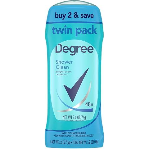 Degree Antiperspirant Deodorant Twin Pack Shower Clean 48-Hour Sweat and Odor Prote...