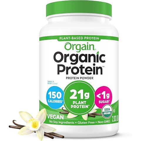 Orgain Organic Vegan Protein Powder, Vanilla Bean - 21g Plant Protein, 6g Prebiotic...