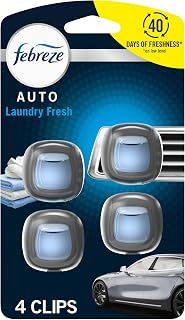 Febreze Car Air Freshener Vent Clip Laundry Fresh Scent, .07 oz. Car Vent Clip, Pack of 4