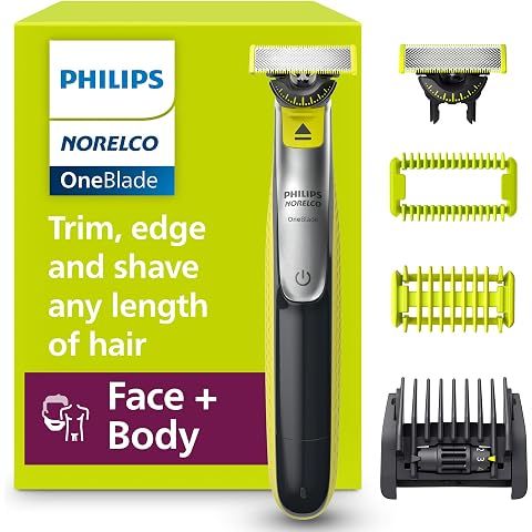 Philips Norelco OneBlade 360 Hybrid Face + Body Trimmer and Shaver | 360 Blade Tech...