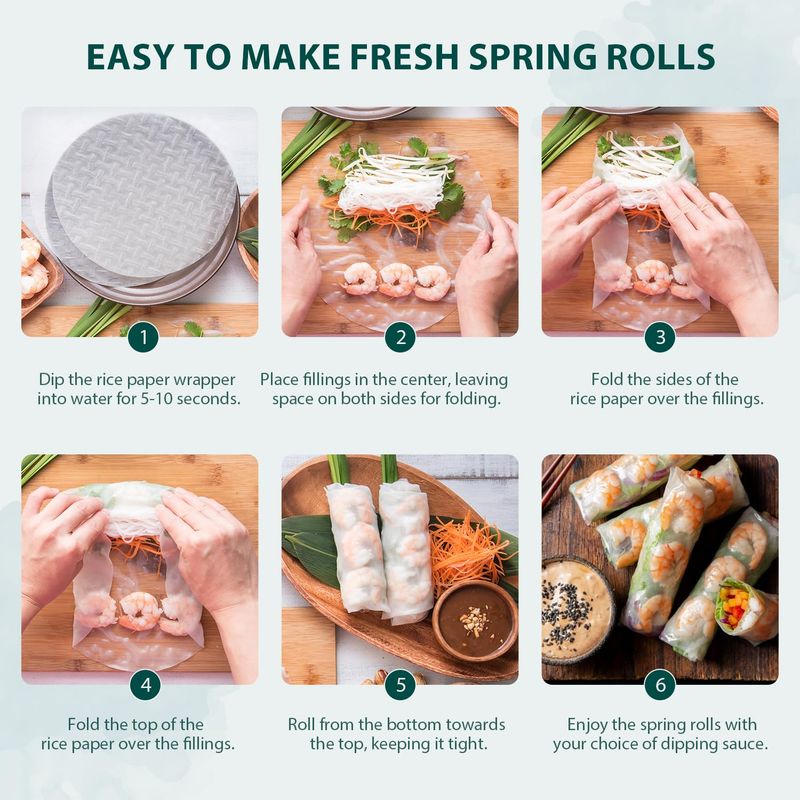 Soeos Rice Paper Wrappers (Round, 22cm) - Image 6