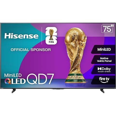 Hisense 75" QD7 Mini-LED 4K Smart Fire TV - QLED, 144Hz, HDR10+, Dolby Vision/Atmos...