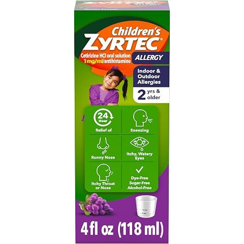 Children's Zyrtec 24 Hour Allergy Relief Syrup, 5 mg Cetirizine Hydrochloride Antih...