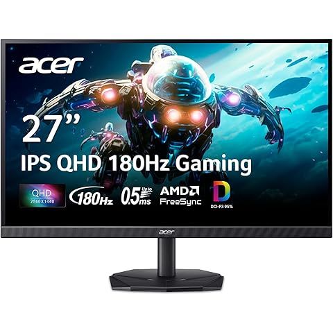 Acer Nitro 27in QHD 2560x1440 IPS 180Hz Gaming Monitor KG271U N3bmiipx | 0.5ms, AMD...