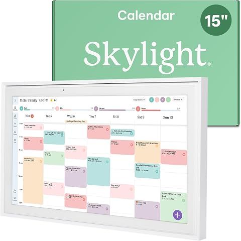 Skylight Calendar – 15" Touchscreen Digital Calendar & Chore Chart, White | Full HD...