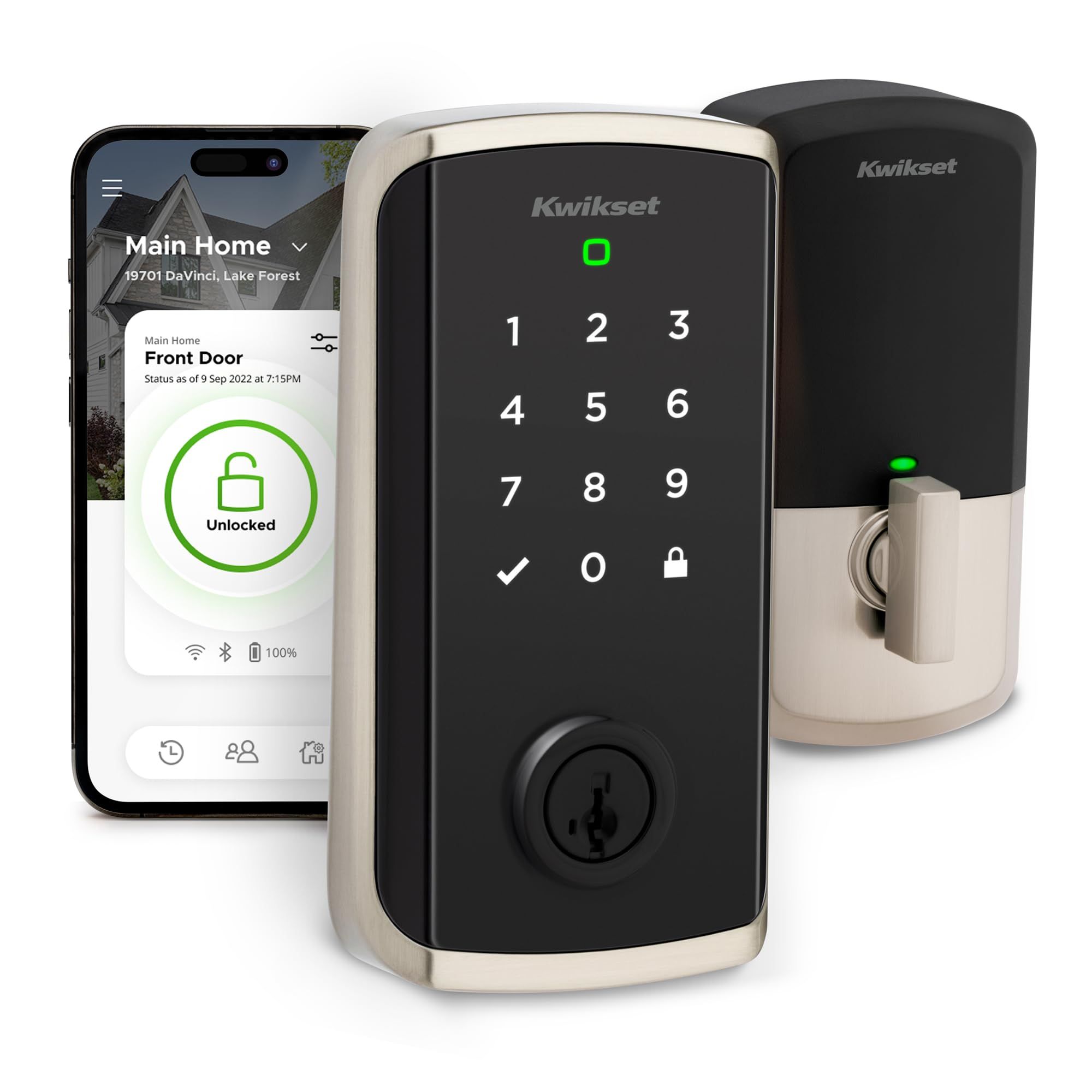 Kwikset Halo Select Smart Lock Keyless Entry Door Lock Wi-Fi and Matter Enabled Deadbolt No Hub Needed, Geofence Auto-Unlock, Grade AAA Certified, Easy Install, Satin Nickel Lifetime Finish Warranty Satin Nickel Deadbolt Only