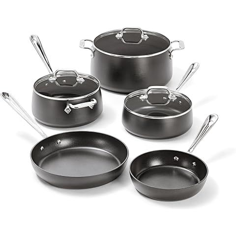 All-Clad HA1 Hard Anodized Nonstick (8-Piece) Pots and Pans Set Non Stick Cookware ...