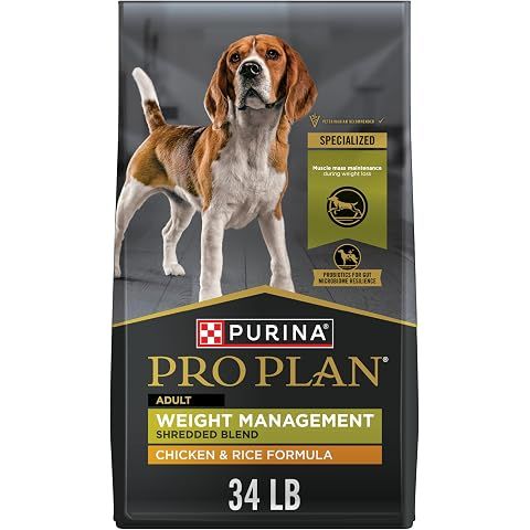 Purina Pro Plan Weight Management Dry Dog Food, Chicken & Rice, 34 lb Bag | Shredde...