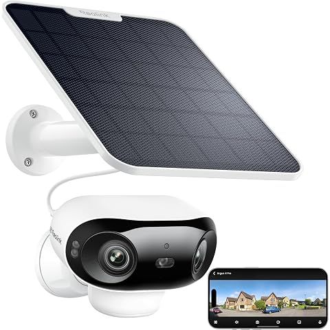 REOLINK Argus 4 Pro 4K Solar Camera Outdoor Wireless, 180° Dual-Lens 8MP Camera for...