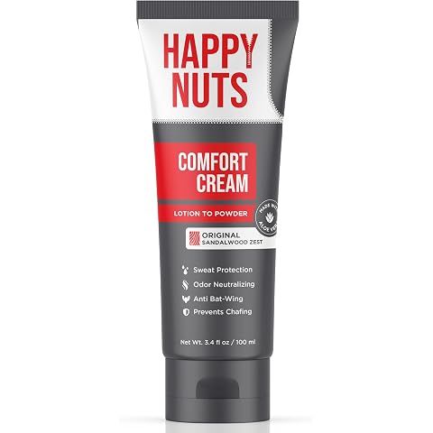 HAPPY NUTS Comfort Cream Deodorant For Men: Anti-Chafing Sweat Defense, Odor Contro...