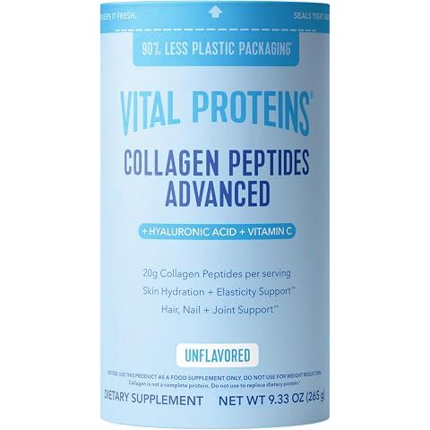 Vital Proteins Collagen Peptides Powder Advanced, Unflavored, 9.33oz | Hyaluronic A...
