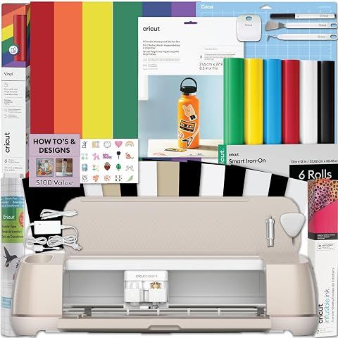Cricut Maker 4 Machine Ultimate Bundle- Vinyl Sampler, Infusible Ink, Sticker Making Set, Iron-On Sampler Roll, Tools and Cutting Mats, Beginner Cutting Machine Set for Die-Cutting Projects