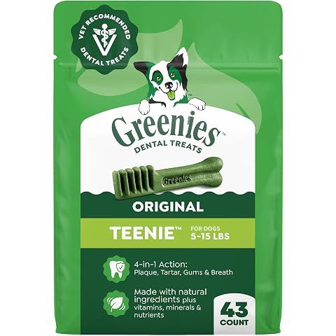 Greenies Teenie Original Natural Dental Dog Treats, Chicken, 43 Count | Vet-recomme...