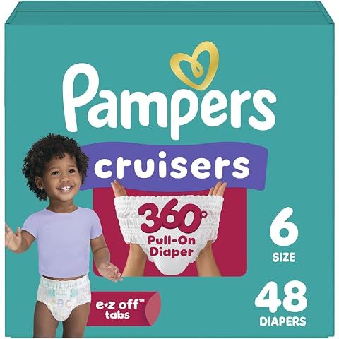 Pampers Diapers - Cruisers 360 - Size 6, 48 Count, Babyproof up to 100% Leakproof P...