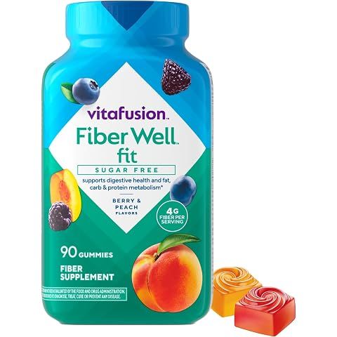 Vitafusion Fiber Well Fit Gummies Sugar Free | 4 g Per 2 Gummies | 90 Count | Yummy...