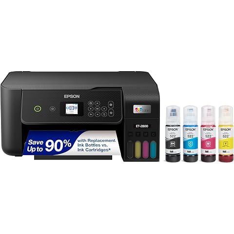 Epson EcoTank ET-2800 Wireless Color All-in-One Cartridge-Free Ink Supertank Printe...
