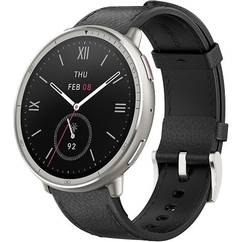 Amazfit Active 2 Premium Smart Watch Fitness Tracker (Round) for Android & iPhone, 10 Day Battery, Water Resistant, GPS Maps, Heart & Sleep Monitor, HYROX Mode, Sapphire Glass, Leather + Sport Strap