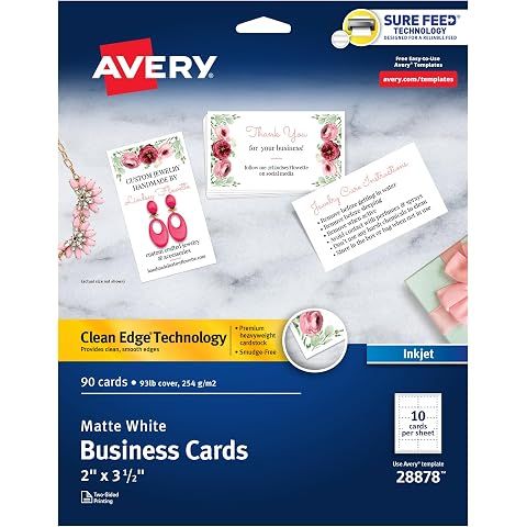 Avery Clean Edge Printable Business Cards with Sure Feed Technology, 2" x 3.5", Whi...