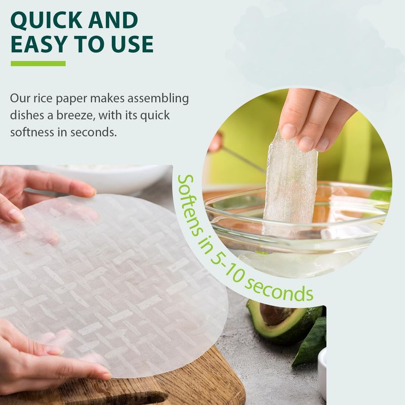Soeos Rice Paper Wrappers (Round, 22cm) - Image 7