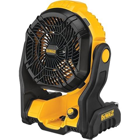 DEWALT 20V MAX Portable Fan, Battery Powered Rechargeable Cordless Shop Fan, Up to ...