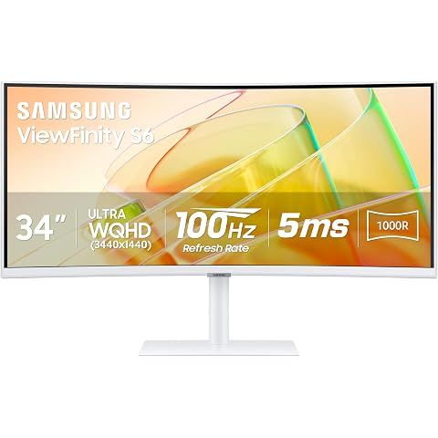 Samsung 34” ViewFinity (S65TC) Ultra-WQHD 1000R Curved Computer Monitor | 100Hz, HD...