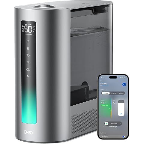 Dreo 6L Humidifiers for Bedroom, Smart Warm & Cool Mist for Large Room, 60Hr Quiet Runtime Ultrasonic Oil Diffuser for Baby, Plant, Humidity Sensor, Indicator Light, 12H Timer, Google/Alexa, HM713S