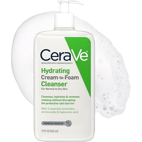 CeraVe Hydrating Cream To Foam Cleanser, Gentle Face Cleanser, 19oz | Face Wash & M...