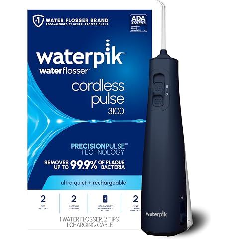 Waterpik Cordless Pulse 3100 Rechargeable Portable Water Flosser for Teeth, Gums, B...