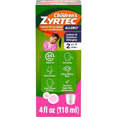 Zyrtec Children's Liquid, Kid's Antihistamine Syrup, Dye-, Sugar-, and Alcohol-Free...