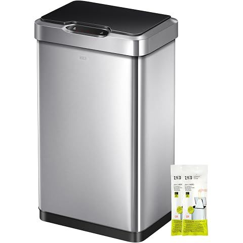EKO Mirage-T 50 Liter / 13.2 Gallon Touchless Rectangular Motion Sensor Trash Can o...