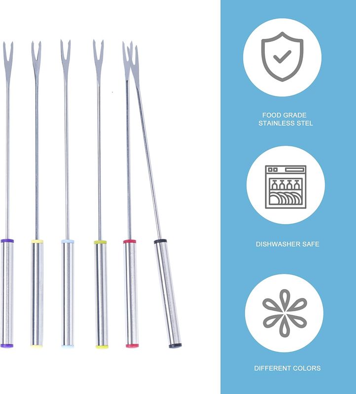 Color-Coded Stainless Steel Fondue Forks - Image 3