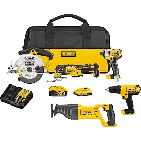 DEWALT Tools 5 Tool Power Tool Combo Kit, Cordless Drill Impact Driver Saw Oscillat...
