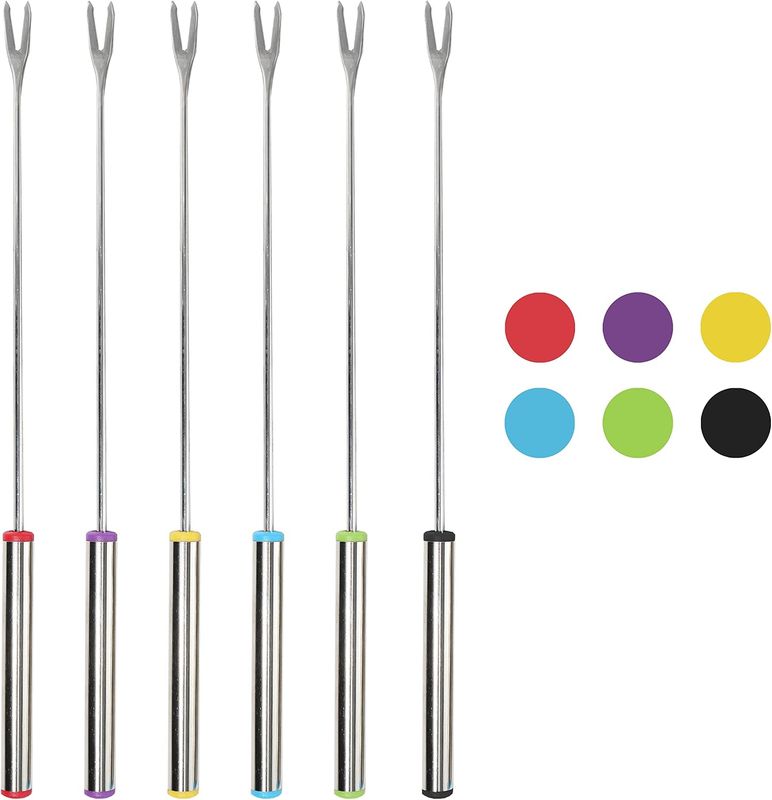 Color-Coded Stainless Steel Fondue Forks - Image 2