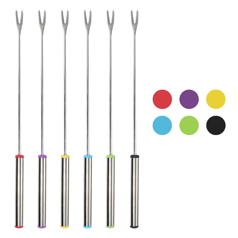 Color-Coded Stainless Steel Fondue Forks - Image 1