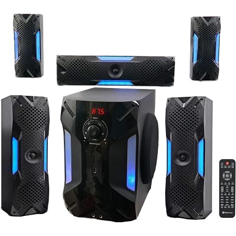 Rockville HTS56 1000W 5.1 Channel Home Theater System, Bluetooth, USB, 8" Subwoofer...