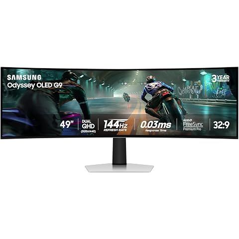 Samsung 49" Odyssey OLED G9 (G91SD) Dual QHD QD-OLED G-Sync Compatible Curved Gamin...