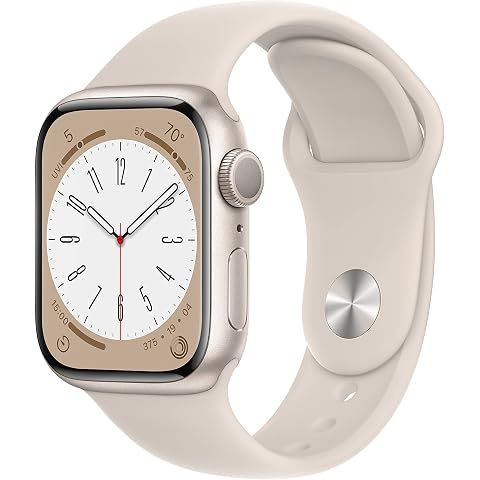 Apple Watch Series 8 [GPS, 41mm] - Starlight Aluminum Case with Starlight Sport Ban...