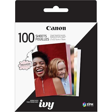 Canon Ivy Zink 2" x 3" Photo Sticker Paper 100 Sheets Pack