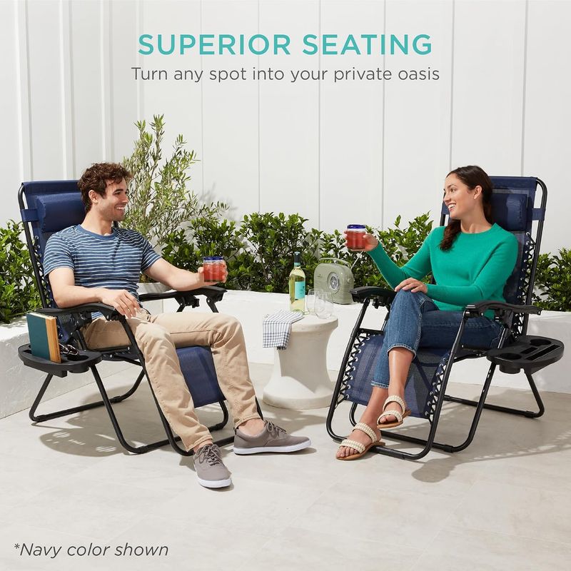 Set of 2 Zero Gravity Lounge Chairs - Ice Gray - Image 14