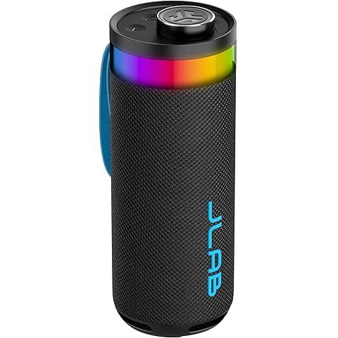 JLab, Go Party, Portable Bluetooth Speaker, Waterproof RGB LED, Midnight Black
