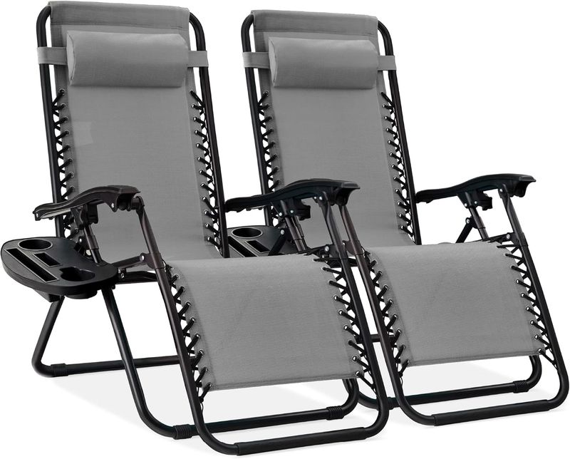 Set of 2 Zero Gravity Lounge Chairs - Ice Gray - Image 8