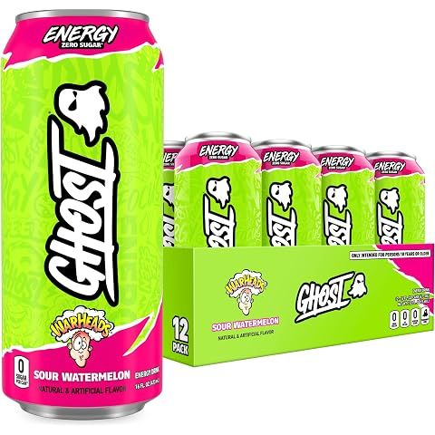 GHOST Energy Drink, Zero Sugars, 12-Pack, Warheads Sour Watermelon, 16oz | Energy &...