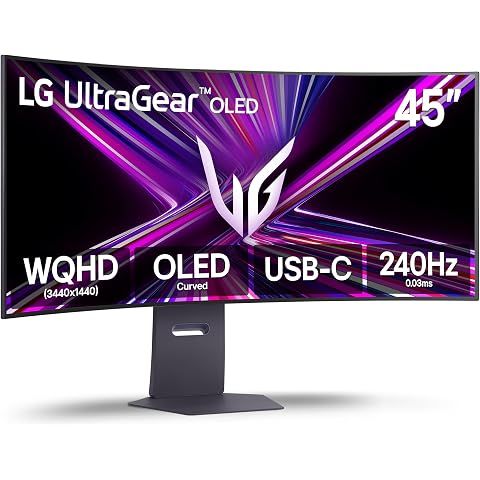 LG 45GX900A-B 45-Inch Ultragear WQHD (3440 x 1440) OLED Curved Gaming Monitor, 240H...