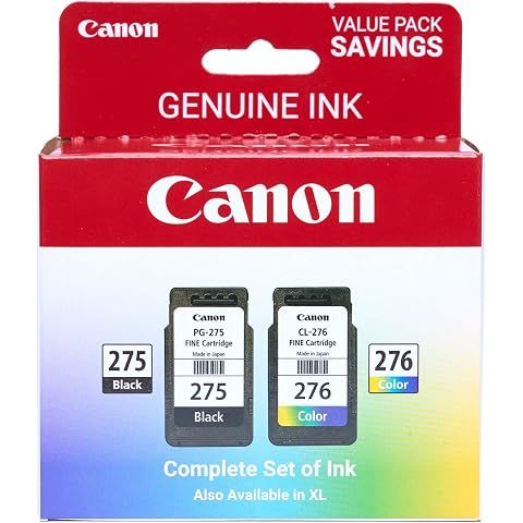 Canon PG-275 / CL-276 Genuine Ink Value Pack (2 Cartridges), Compatible with TS3520...