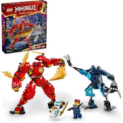 LEGO NINJAGO Kai’s Elemental Fire Mech Action Figure, Mini Ninja Toy for Kids with ...