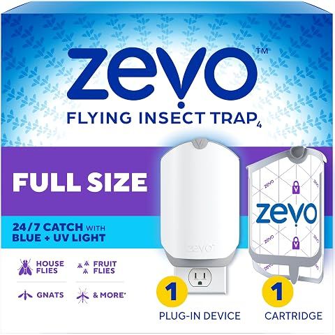 Zevo Flying Insect Trap - Plug-in Indoor Fly Trap and Bug Light Trap Refill with Bl...